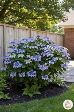 Hydrangea macrophylla 'Mariesii Perfecta' busk