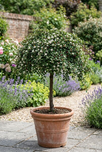 Cotoneaster procumbens 'Queen of Carpets' på stamme